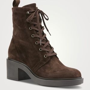 Gianvito Rossi Foster brown suede combat boots 36